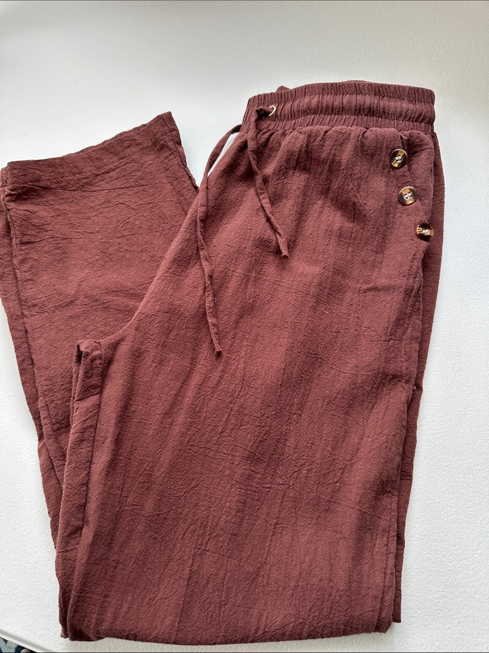 Womens Relaxed Drawstring Pants in brown sz L